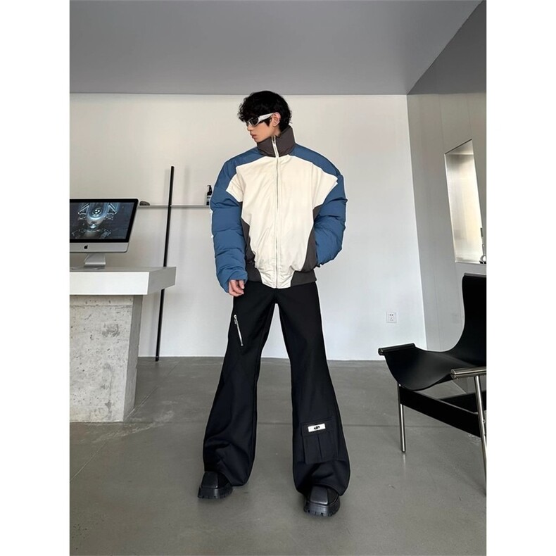 撞色立领棉服外套休闲情侣面包服棉衣MY021特P79,男装棉衣,星座908-1