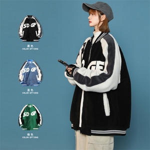 冬款中性风保暖棉衣加绒羊羔绒棒球服外套男女 8108-P120控价158图片