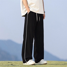 港风夏季侧边条薄款男同款直筒宽松速干冰丝休闲裤潮Q29097-特P25，男装休闲裤，星座610（原A335）