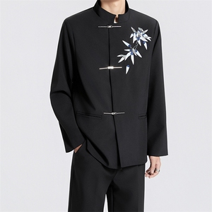 TW68-P110 新中式男士礼服订婚礼春秋西装套装立领刺绣中山装图片
