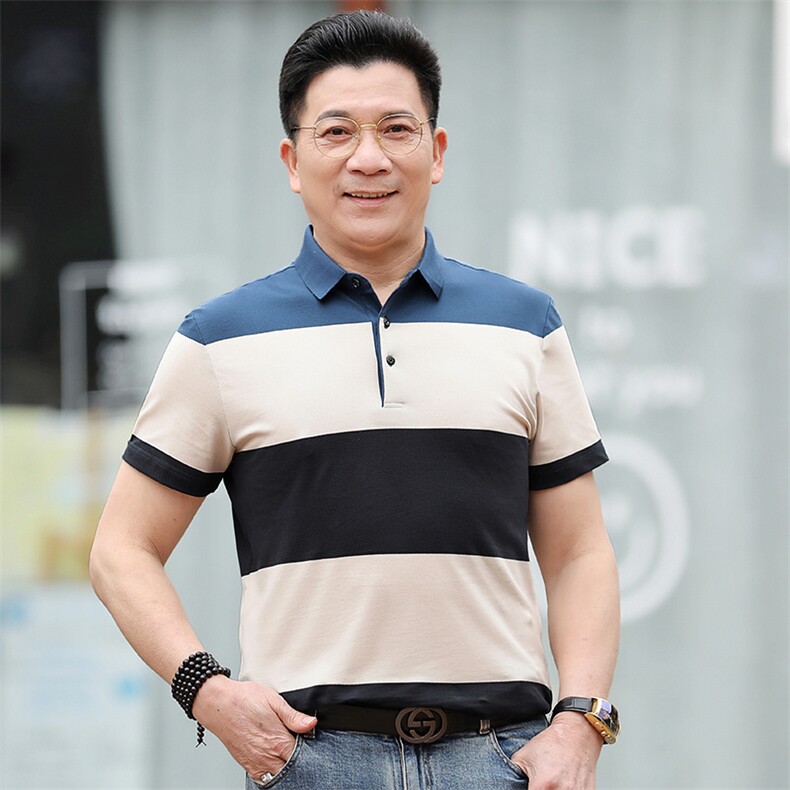新款polo衫男士短袖2023夏季撞色翻领保罗衫商务修身休闲透气T恤,男装T恤,电商B212（原钱塘6029）