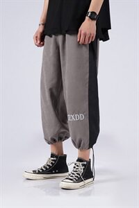 2021新款 无影墙灰色宽松印花拼接休闲裤九分裤A061-K180-P35图片 2021新款 无影墙灰色宽松印花拼接休闲裤九分裤A061-K180-P35图片