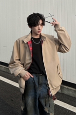 8XL-M美式复古棒球服外套男特大码潮牌双拉链立领夹克衫JK005P85，男装夹克，电商B312