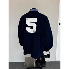 藏青色卫衣潮牌美式运动球衣风长袖t恤赛车服外套WY6602特P52，男装T恤，星座908-1