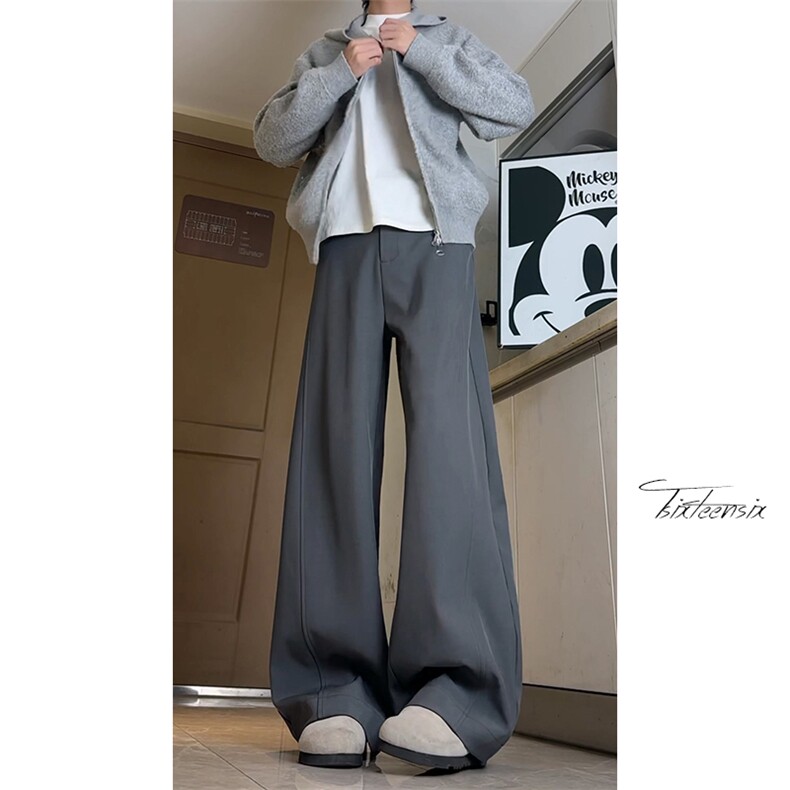 美式西裤男秋季潮牌cleanfit阔腿弯刀裤子A166-KA5J09-特P40控75图片