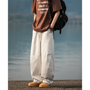 2025春夏新款潮牌大码弯刀裤宽松直筒休闲长裤男2530-P40控59图片