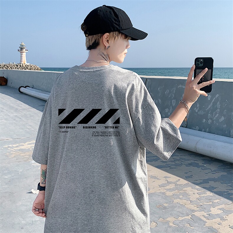 DX17128-P20 纯棉短袖t恤男大码半袖打底衫宽松体恤衫 港风图片