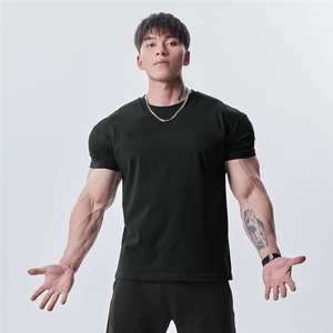 网图原版一比一纯色健身潮男短袖T恤显肌肉显身材V17-P25有大码图片