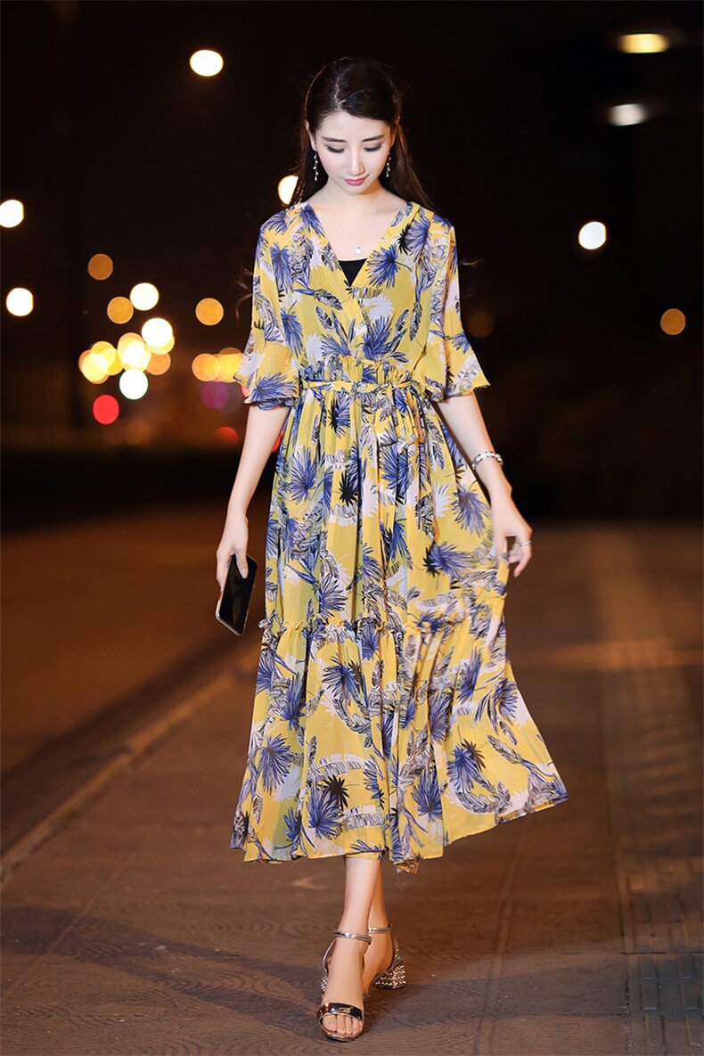 气质街头韩版百搭宽松休闲时尚显瘦修身清纯甜美中长款2021年夏季连衣裙,女装连衣裙,阿菲诺依