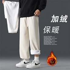 加绒加厚秋冬款潮牌摇粒绒舒适保暖运动休闲裤子JR1001-特批-43，男装休闲裤，星座718-1