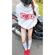 5603-P48潮牌爱心拼图毛巾绣宽松情侣连帽卫衣，女装卫衣/绒衫，星座617A-2