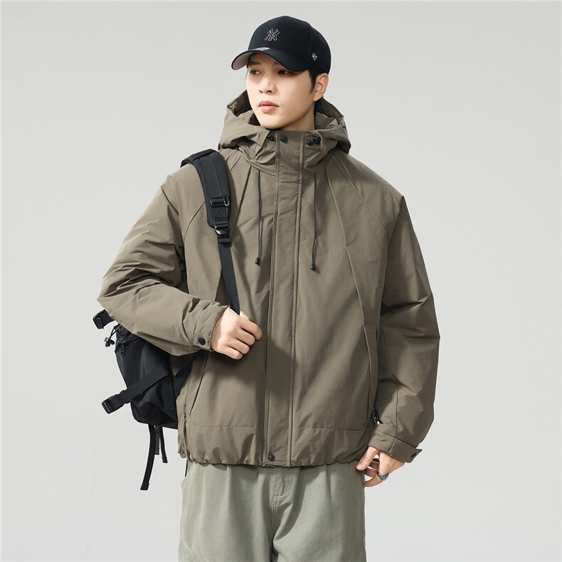 2025冬季新款休闲男士连帽加棉加厚透气棉服夹克W0083,男装夹克,电商D215