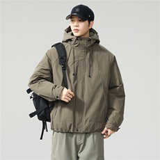 2025冬季新款休闲男士连帽加棉加厚透气棉服夹克W0083，男装夹克，电商D215