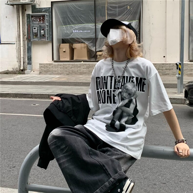 潮美式复古小众人像印花嘻哈街头风宽松舒适透气凉感短袖DT005，男装T恤，星座208-5