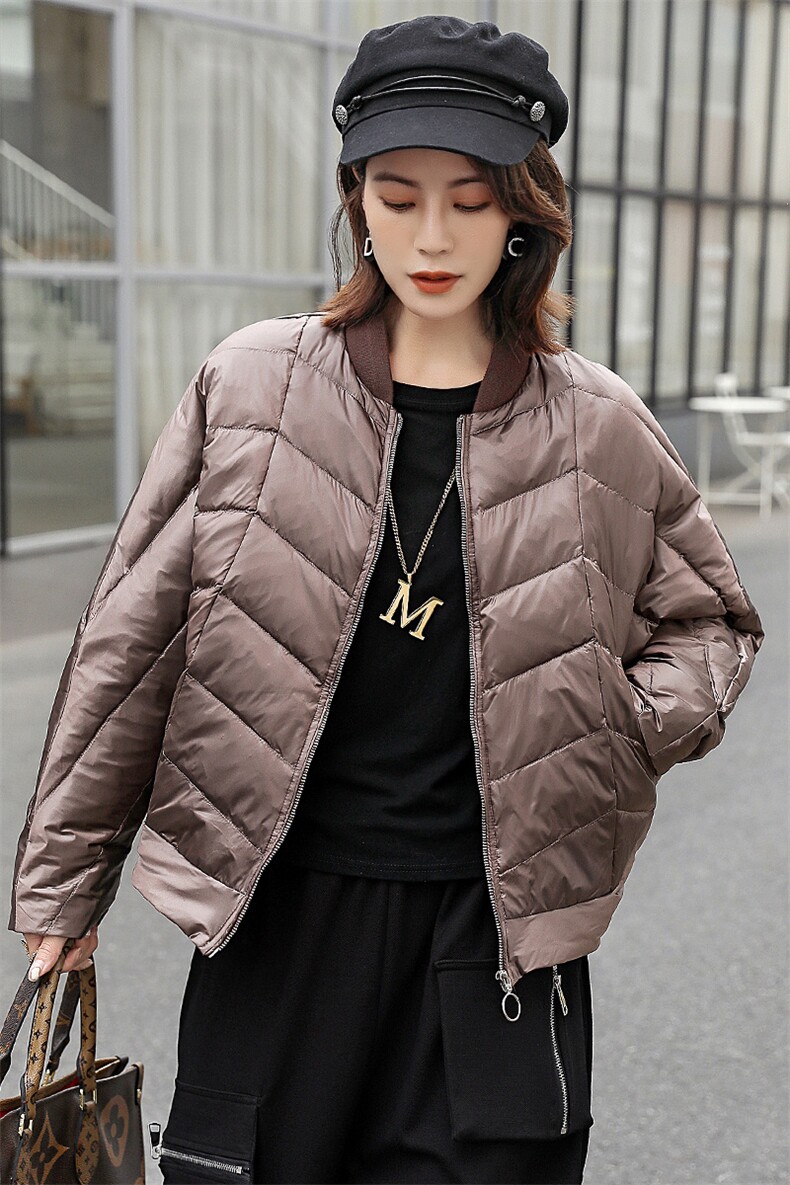 2020冬季新款潮流短款棒球领羽绒服舒适保暖外套,女装羽绒服,深水步