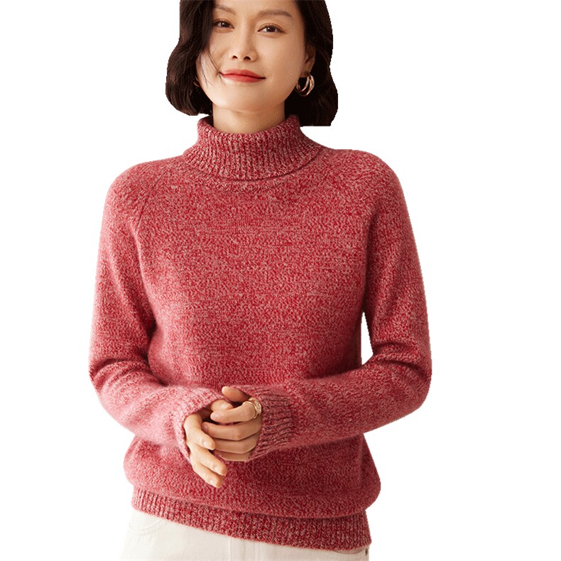 2025秋冬新款35%山羊绒女士7针花纱插肩高领羊绒衫,女装羊绒衫,拓驰羊绒