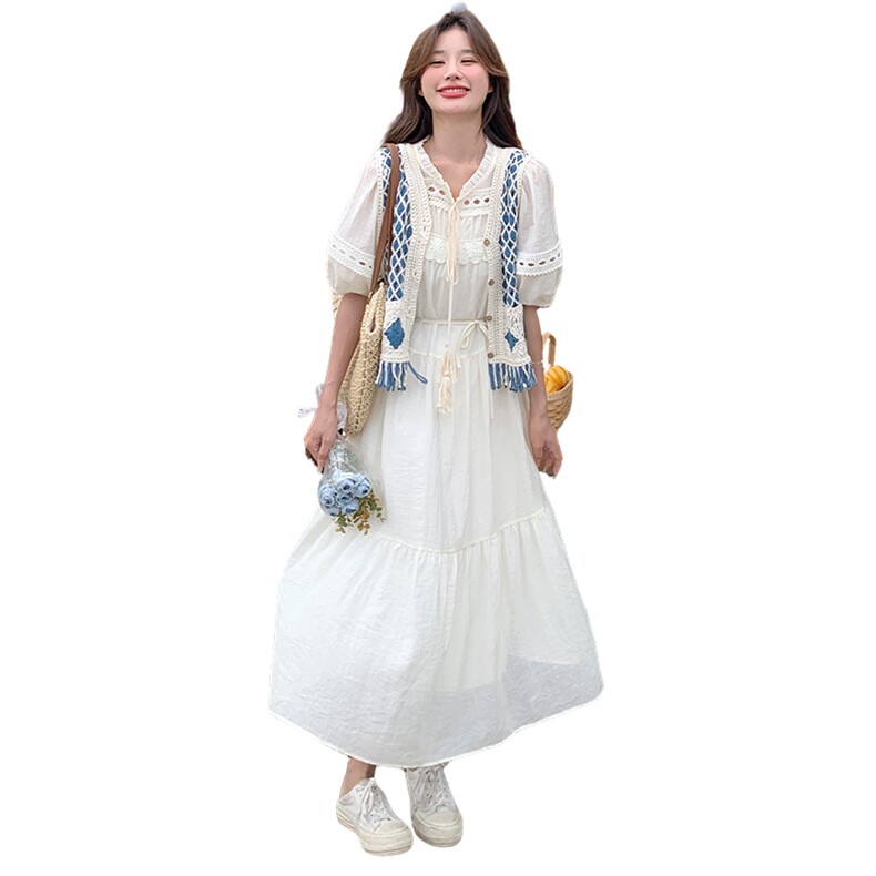 流苏针织马甲连衣裙女2025春秋新款法式温柔风初恋长裙,女装连衣裙,C位