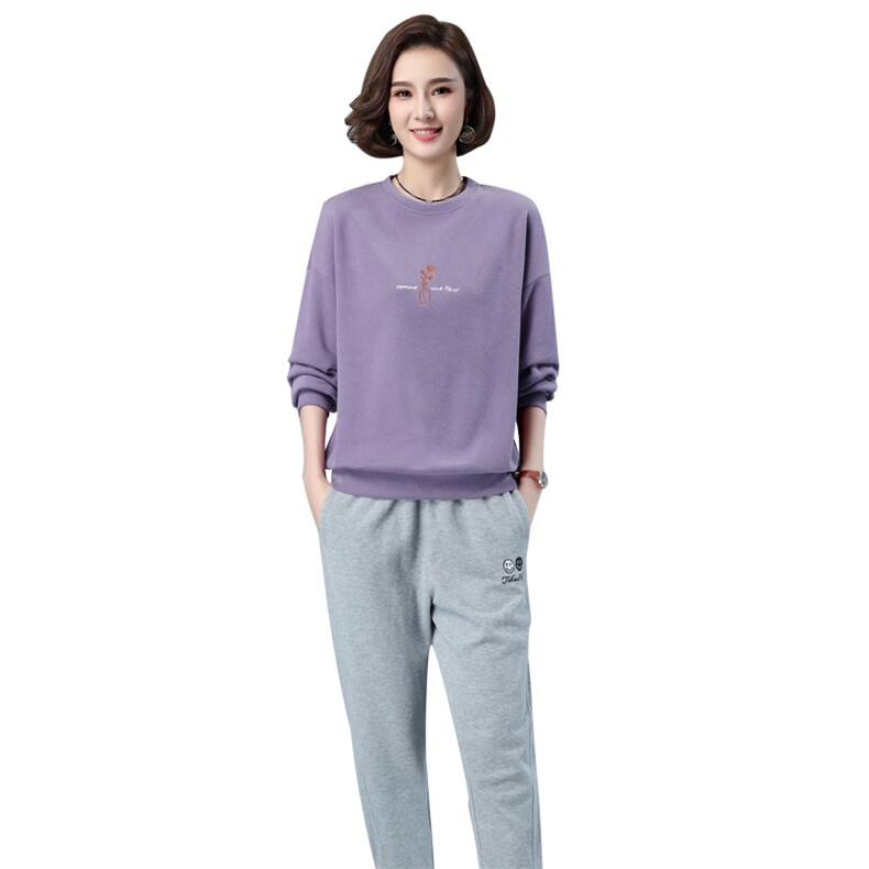 套头圆领卫衣女字母刺绣印花2021新款春秋百搭韩版宽松上衣打底衫,女装卫衣/绒衫,伊满意