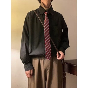衬衫男刺绣港风潮纯色文艺日系2025春新款ins宽松外套CY1041-P35图片