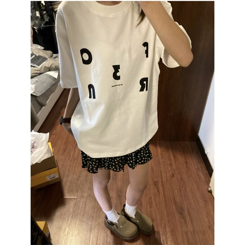 T0642-P25日系简约字母纯棉印花短袖潮牌宽松男女同款上衣,男装T恤,星座617A-2