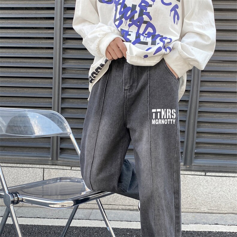 牛仔裤男款美式oversize冬季阔腿裤高街ins潮牌宽松N0566-P40,男装牛仔裤,星座308B-1