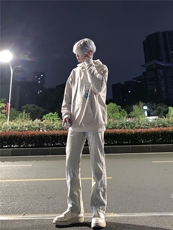 美式高街vibe拼接黄泥牛仔裤修身直筒裤XZ310A-4-NZ27控78，男装牛仔裤，星座310A-4