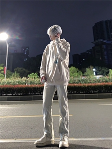美式高街vibe拼接黄泥牛仔裤修身直筒裤XZ310A-4-NZ27 控78图片
