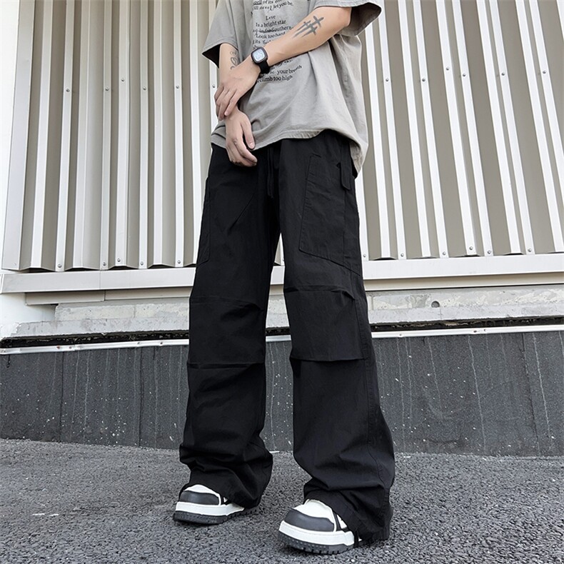 美式复古多口袋工装裤男夏季ins潮牌高街宽松阔腿青年直筒长裤子,男装工装外套,星座410-6（原星座1304-1）