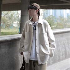 秋装新款麂皮绒夹克外套男休闲鹿皮工装上衣宽松潮A071-201-P70，男装夹克，电商A071