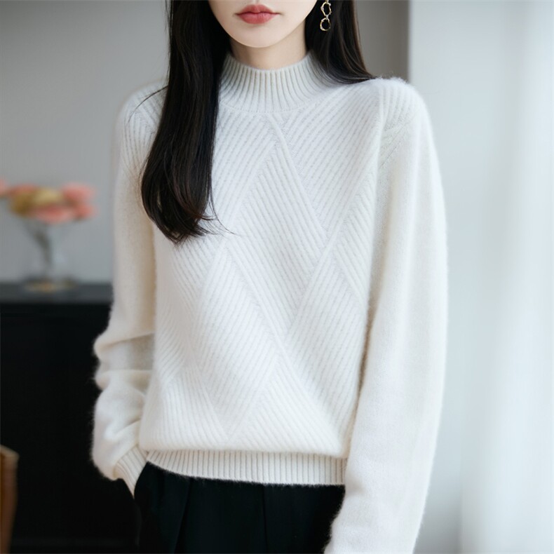2025年秋季通勤套头加厚菱形斜纹时尚百搭通勤,女装羊毛衫,大美人包芯纱店