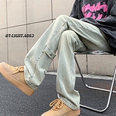 冬季美式ins高街vibe水洗加绒牛仔裤货号加绒K2316P70常规P55，男装牛仔裤，电商A063