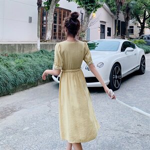 连衣裙时尚潮流中长款2021年夏季短袖优雅气质个性图片