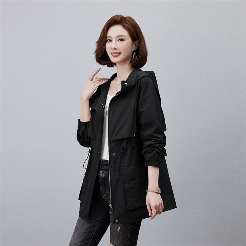 时尚女装春季新款中长款风衣外套显瘦百搭休闲夹克气质优雅女士上衣,女装风衣,依万里