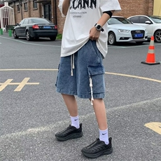 五分裤牛仔裤男韩版潮流高街口袋2024夏季新款ins短裤RK1561-P37，男装牛仔裤，星座412-3