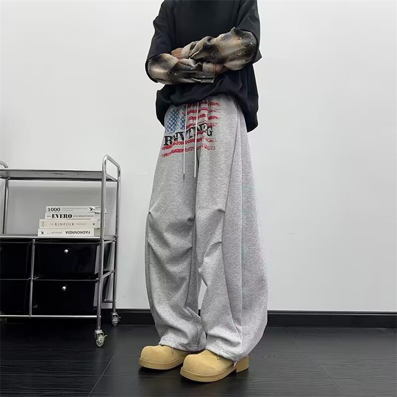 美式复古新款休闲裤男女款宽松高腰长裤情侣潮流XM47-P52,男装休闲裤,星座208-5