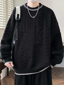 1018-1-M642-P45秋冬新款圆领男士潮流针织衫青少年内搭毛衣图片