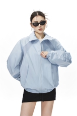 美式罗纹拼接袖子褶皱大码M-5XL教练夹克女JK78056P69控105，男装夹克，星座227-7