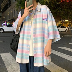 短袖冰丝衬衫春款男港风潮流W4002P30，男装衬衫，星座1116-2