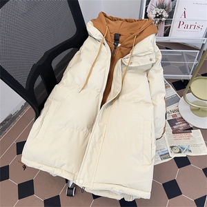 美式潮牌假两件连帽棉衣2024冬季新款休闲面包服男款 W8012-P80图片