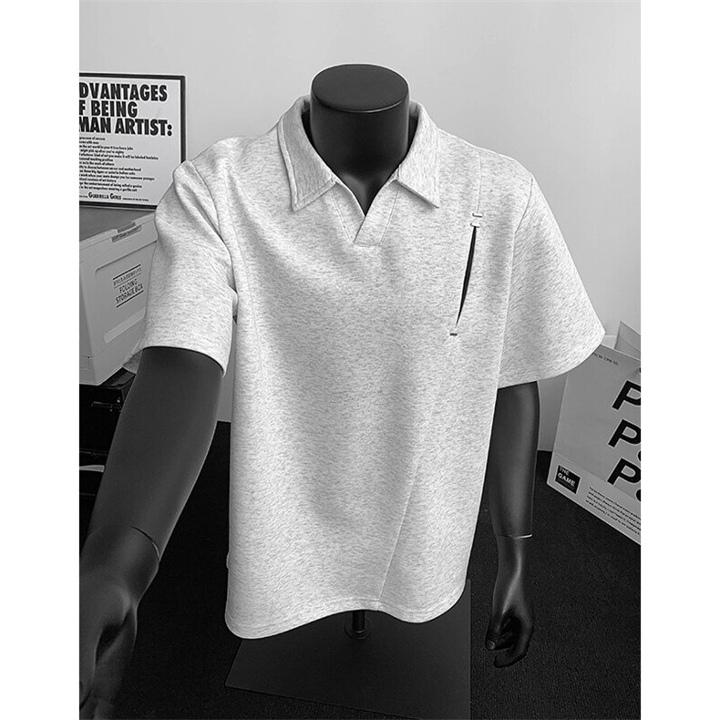 夏季宽松设计款小众POLO衫短袖T恤潮XZ808B-WH067-P48图片