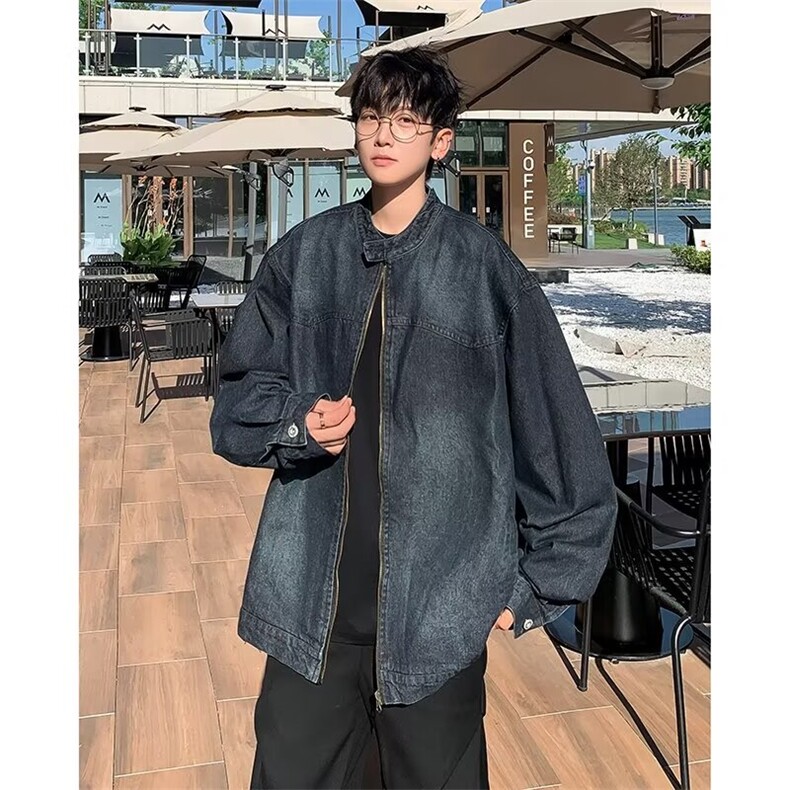 高街复古美式小众牛仔夹克男女春季休闲宽松潮流外套W6057-P72图片
