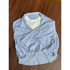 新款韩版假两件条纹长袖衬衫男休闲复古宽松衬衣潮WLCS2088-P50，男装衬衫，星座1008