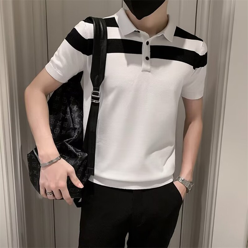 polo衫男夏季新款潮流短袖t恤男士潮牌修身百搭休闲翻领上衣图片