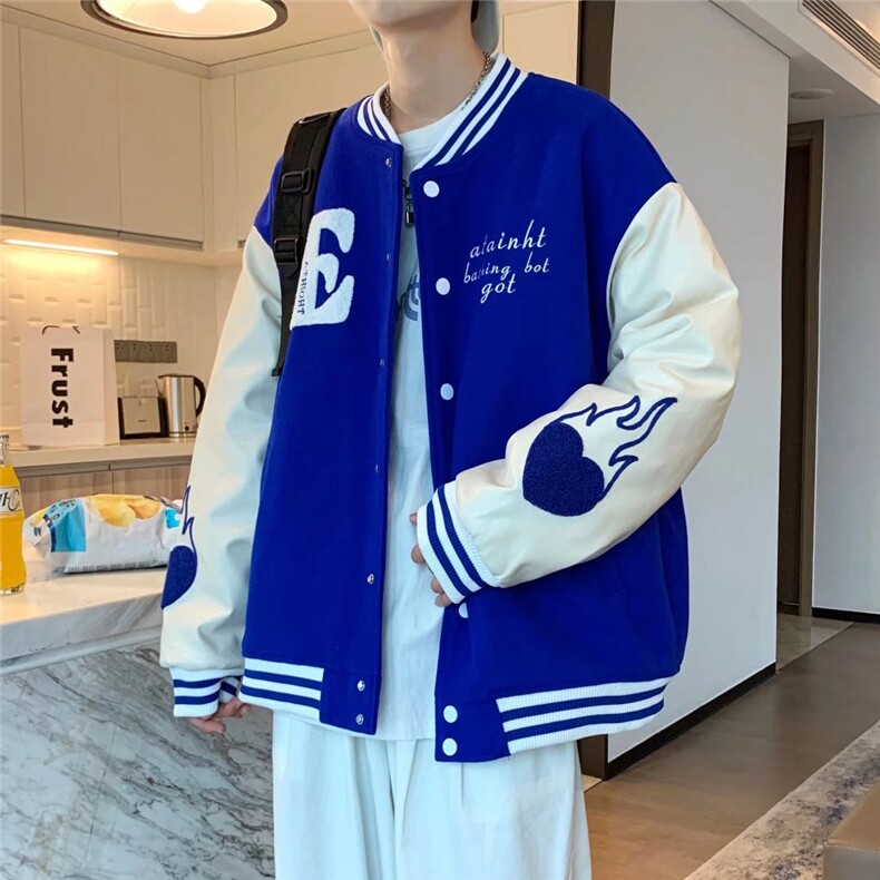 美式棒球服男女2023年早春新款学院风克莱因蓝外套W1124P58图片