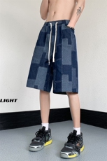 美式ins高街牛仔短裤小众百搭拼接渐变牛仔裤K2309-P45控68，男装牛仔裤，电商A062