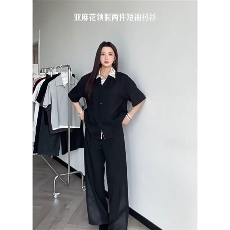 网络图慎用 图片只做展示大货已到翻领假两件衬衫DCS78045P65控98图片