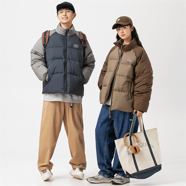 2026冬季新款男日系潮牌立领白鸭绒羽绒服拼色加厚外套YR20-F209图片