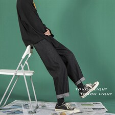 主推秋季直筒牛仔裤男潮牌百搭宽松港风裤子阔腿老爹裤1601-p35,男装牛仔裤,星座1008-2