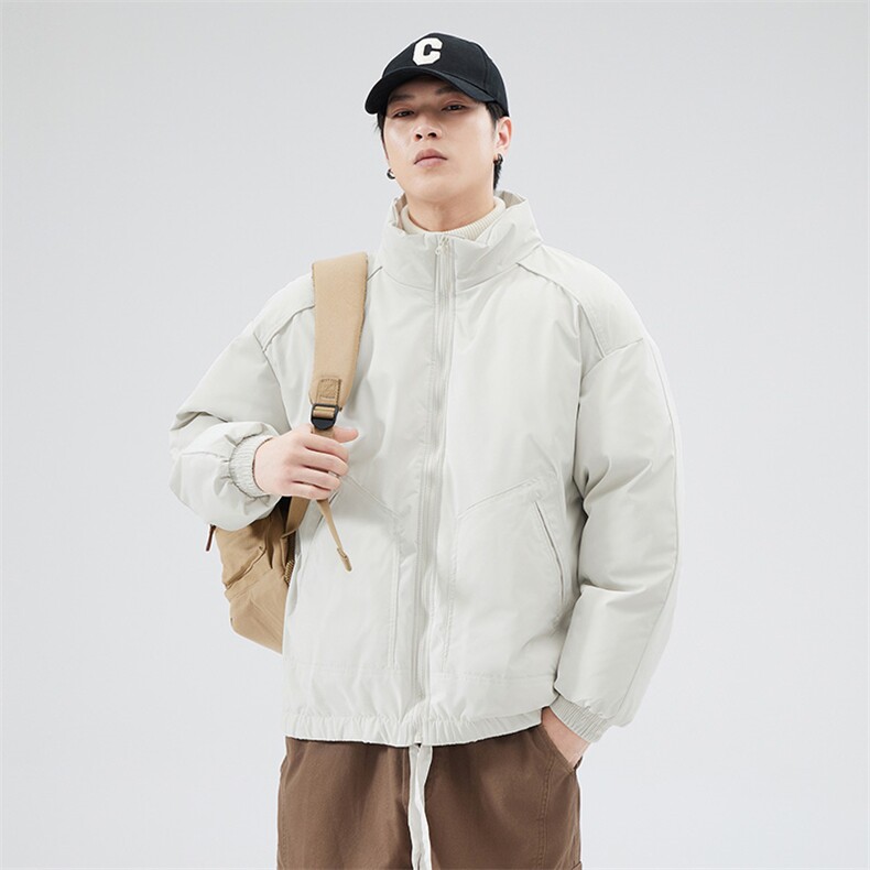 现货冬季美式休闲加厚雪山外套夹克立领纯色三防户外工装棉服图片