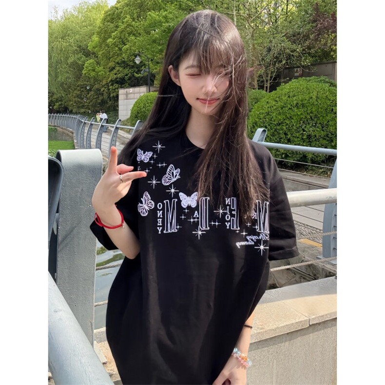 全刺绣蝴蝶纯棉短袖ZX0256-P35图片